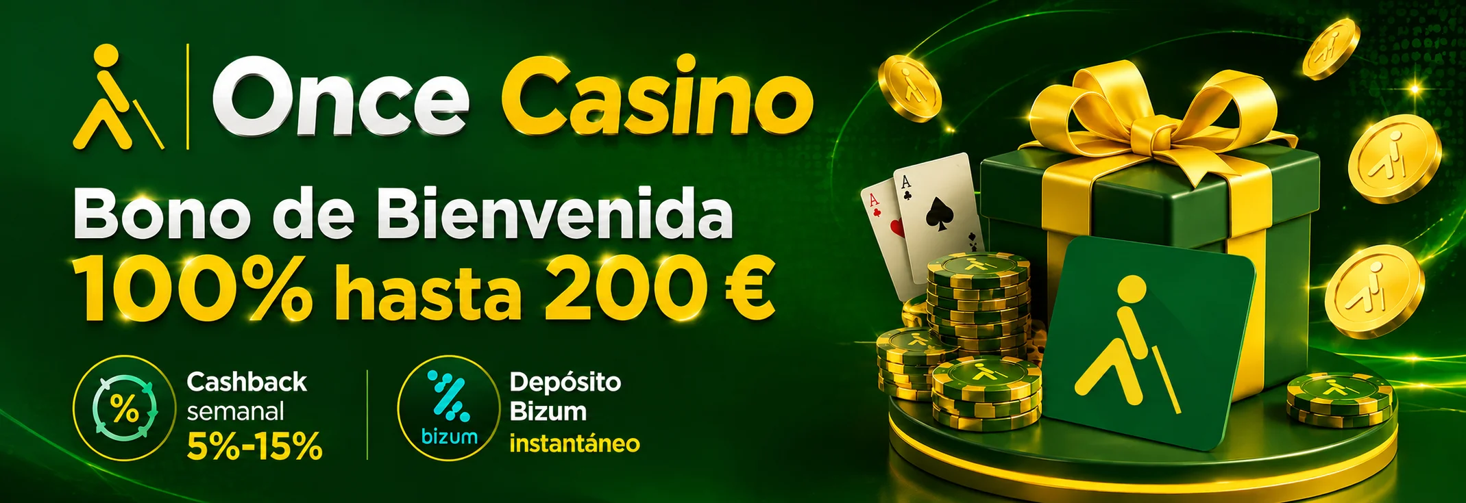 Bono de bienvenida del 100% hasta 200 € en Once Casino
